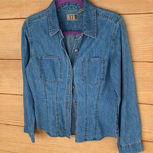 Ann Taylor “AT” tapered denim shirt